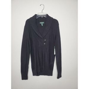 NWT RALPH LAUREN women's V neck black sweater size M